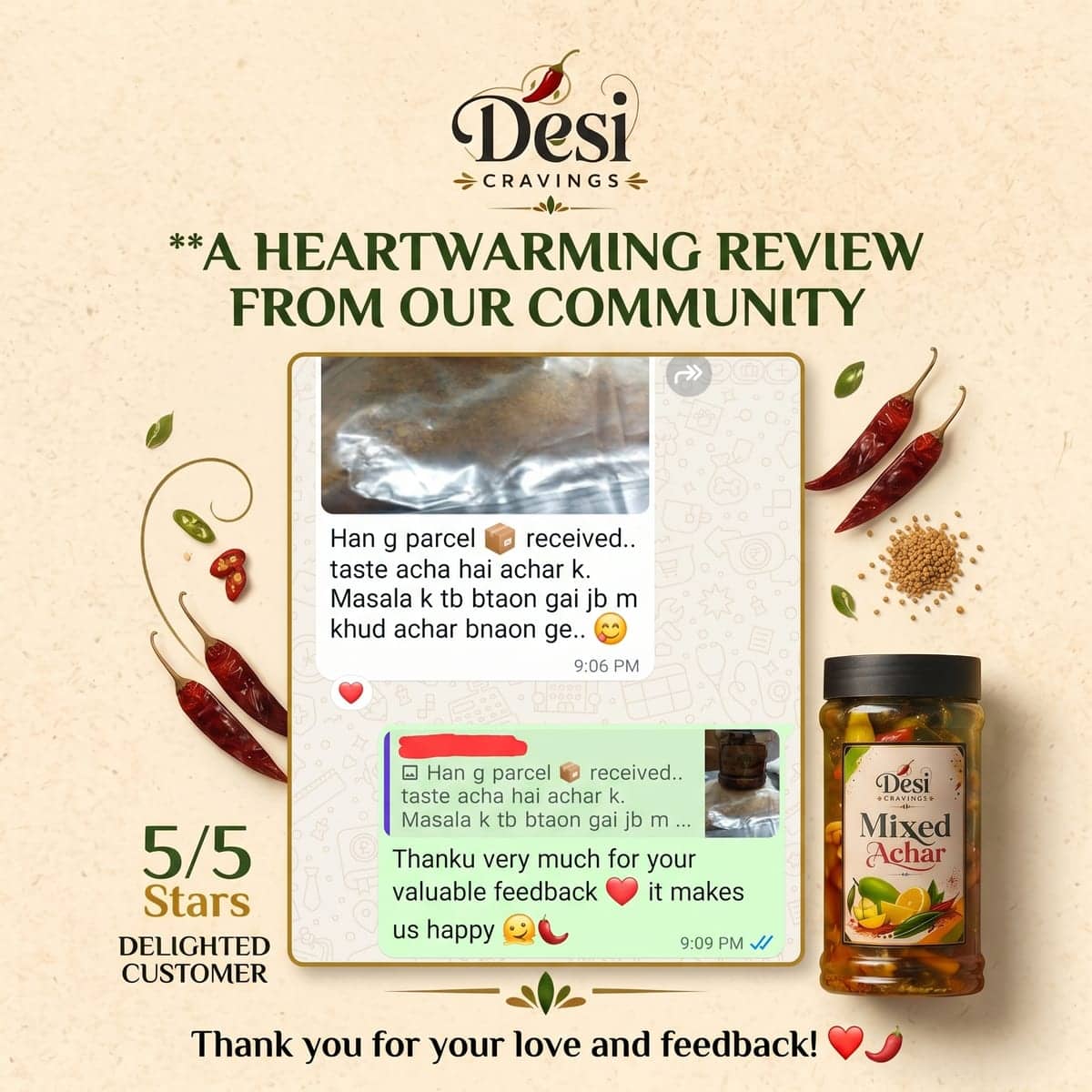 Customer WhatsApp review 1