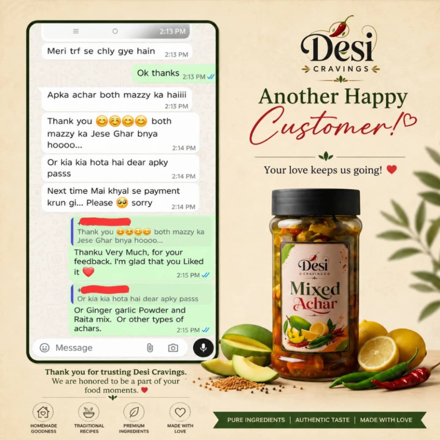 Customer WhatsApp review 4