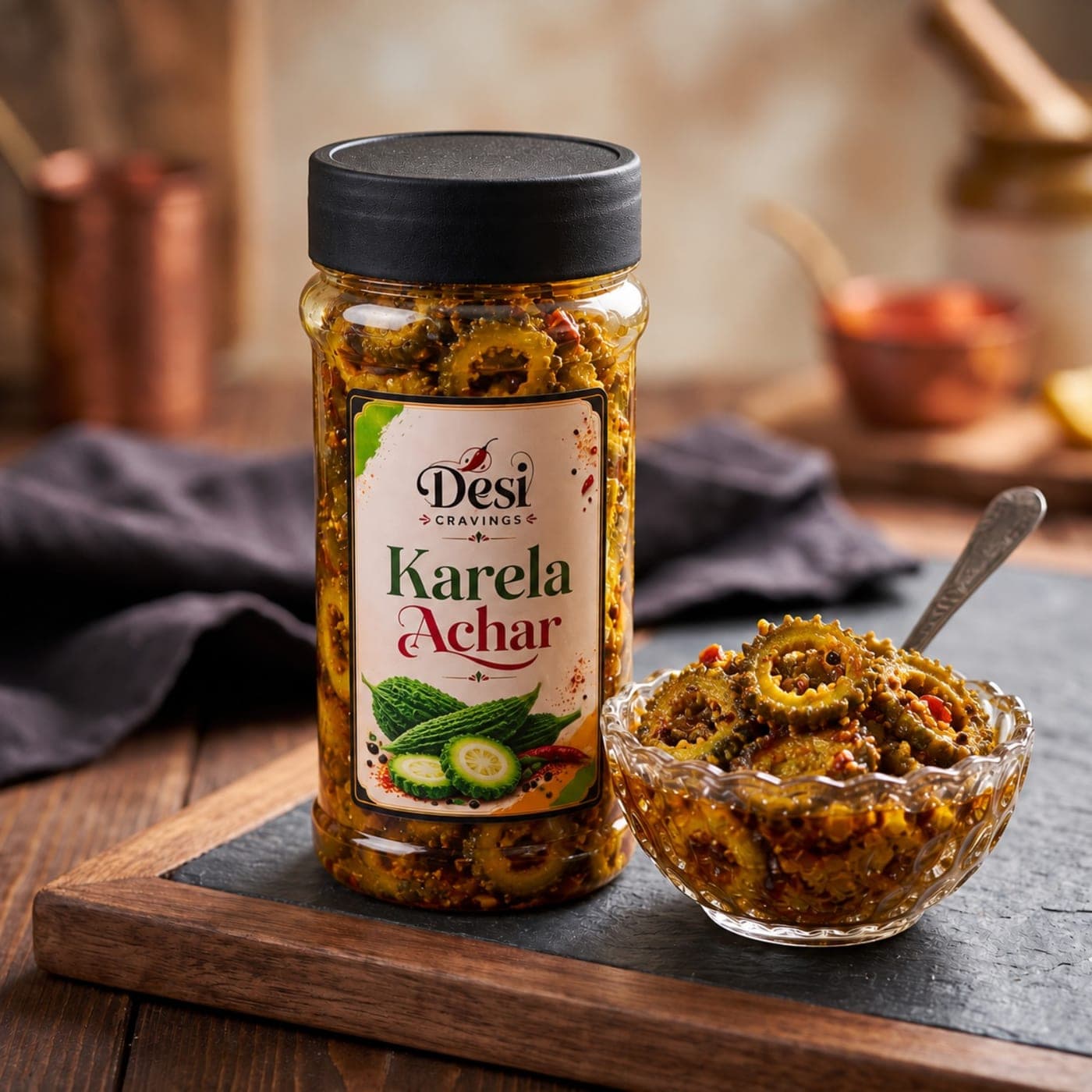 Karela Achar homemade by Desi Cravings